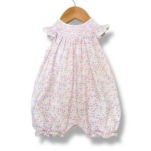 Kissy Kissy Pastel Floral Smocked Bubble Romper - Pink, Purple, Yellow